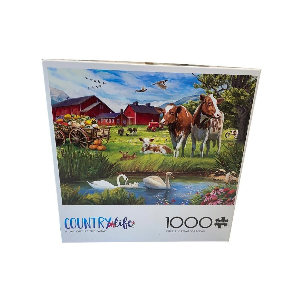 Country Life 1000 Piece Puzzle A Day Out At The Farm‎ Jigsaw Swan Cow Calf Barns